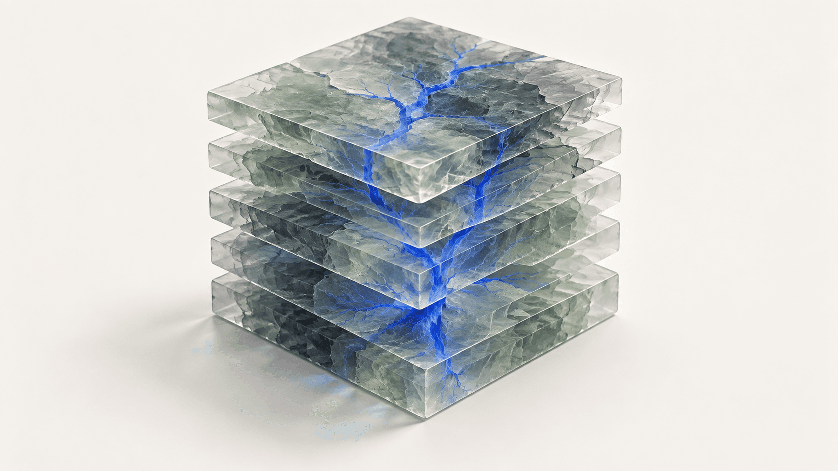 A conceptual stack of material slices forming a volume.