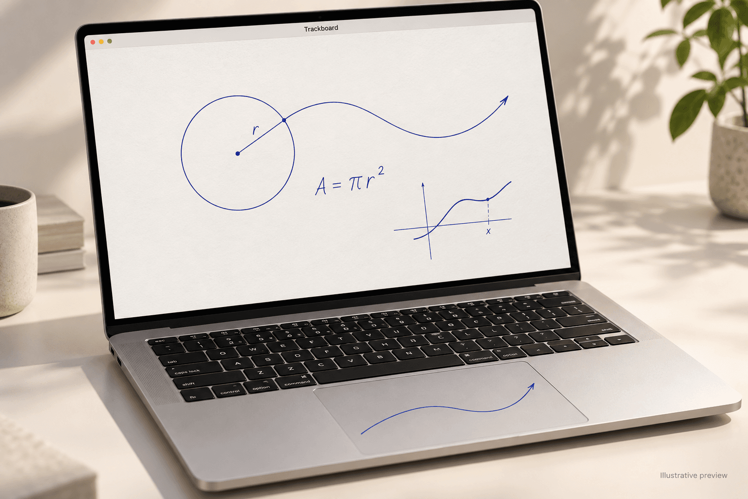 Illustrative preview of a laptop writing canvas mapped to its trackpad.